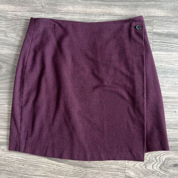 Banana Republic Button Wrap A Line‎ Skirt Burgundy Size 6 - Picture 1 of 7